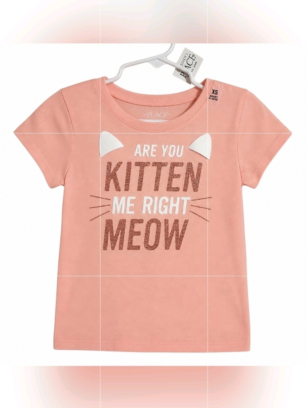 NWT Children’s Place | Kitten Glitter “Meow” Graphic Top - Size 4 Girl